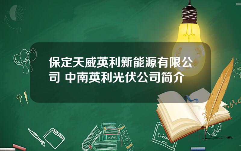 保定天威英利新能源有限公司 中南英利光伏公司简介